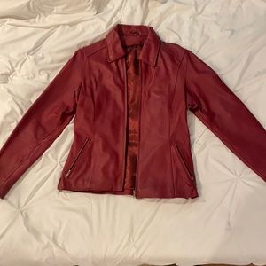 Red, Genuine Leather Biker Jacket